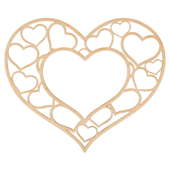 Blank Heart Frame Wood Cutouts 10-inch, 1/8 inch Thick, Pack of 10 Wooden Hearts for Crafts, Mother's Day and Valentines, by Woodpeckers