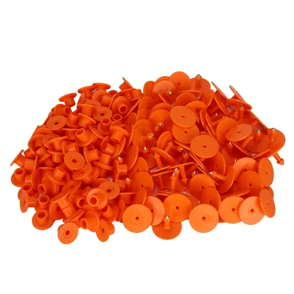 Blank Heavy Duty Livestock Ear Tags for Goat Sheep Swine, Weatherproof Animal Identification Markers Without Numbers, Bright Orange, 3x3 Inches / 7.6x7.6 cm, 100-Pack Set