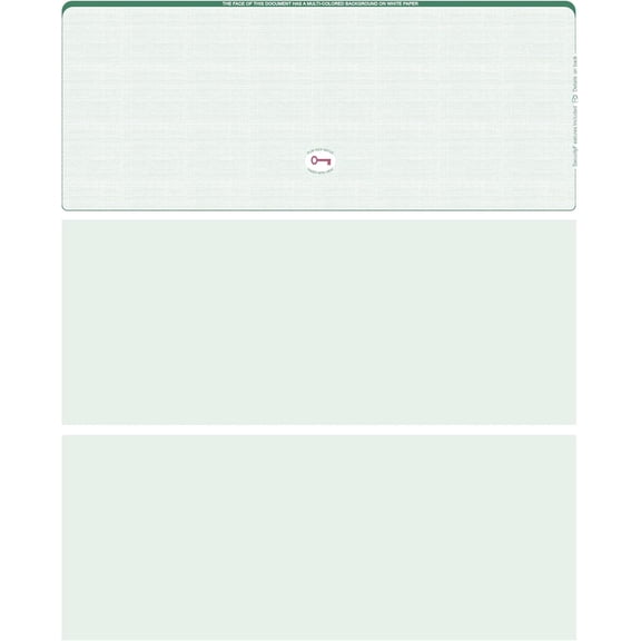 Blank High Security Top Computer Checks, 250 Green Laser Checks
