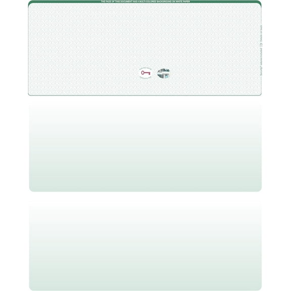 Blank Hologram Top Computer Checks, Blank Top Hologram Laser Checks with Perforated Vouchers, Qty. 250 Green