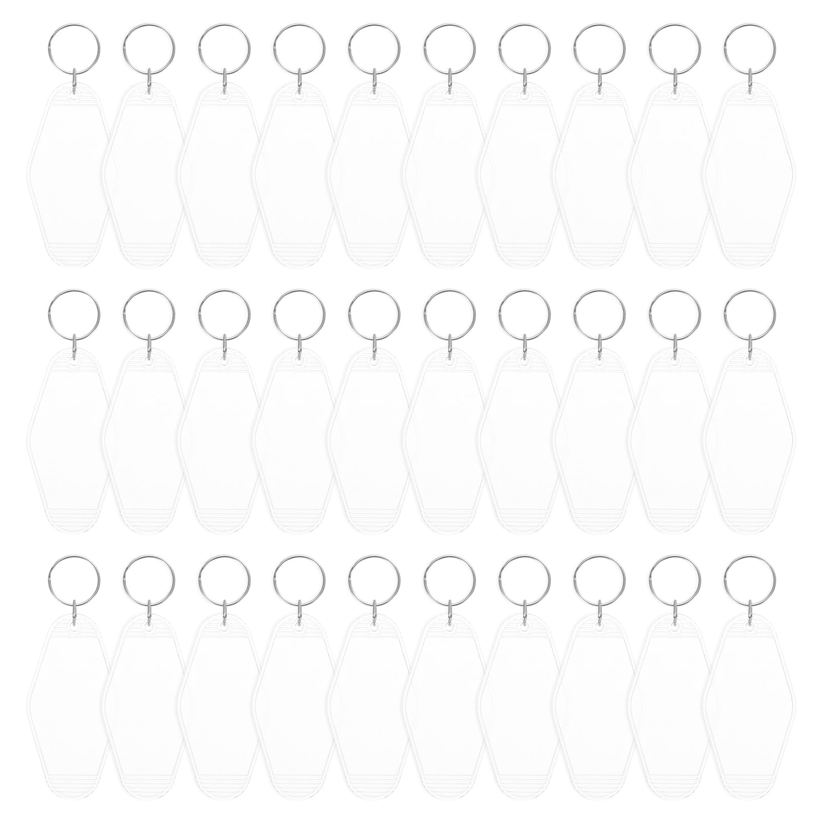 Blank Hotel Keychain Tags [30PCS] - Plastic Rhombus Blank Motel Keychain for Luggage Labels [Clear] Vintage Key Tags