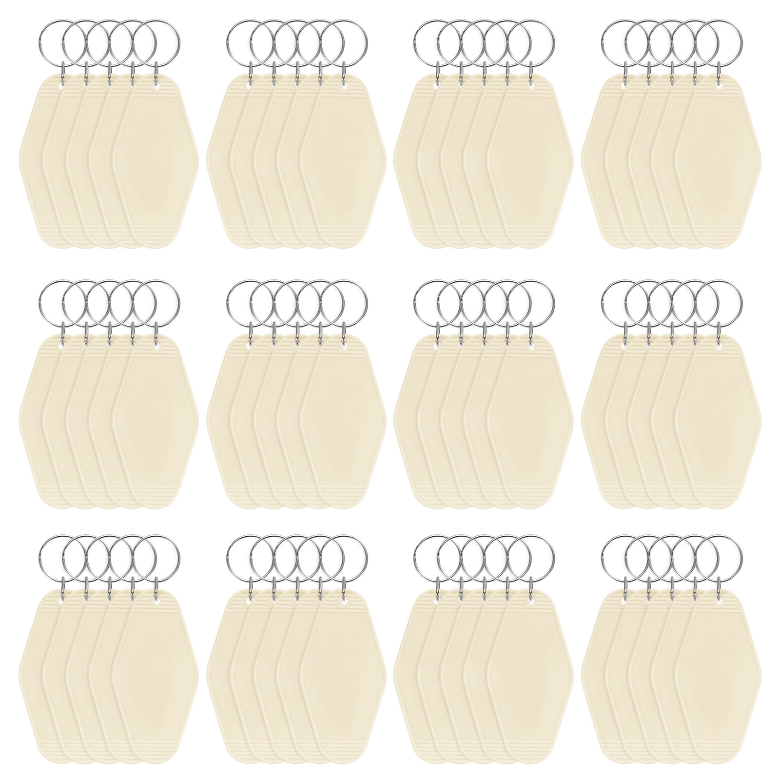 Blank Hotel Keychain Tags [60PCS] - Plastic Rhombus Blank Motel Keychain for Luggage Labels [Beige] Vintage Key Tags
