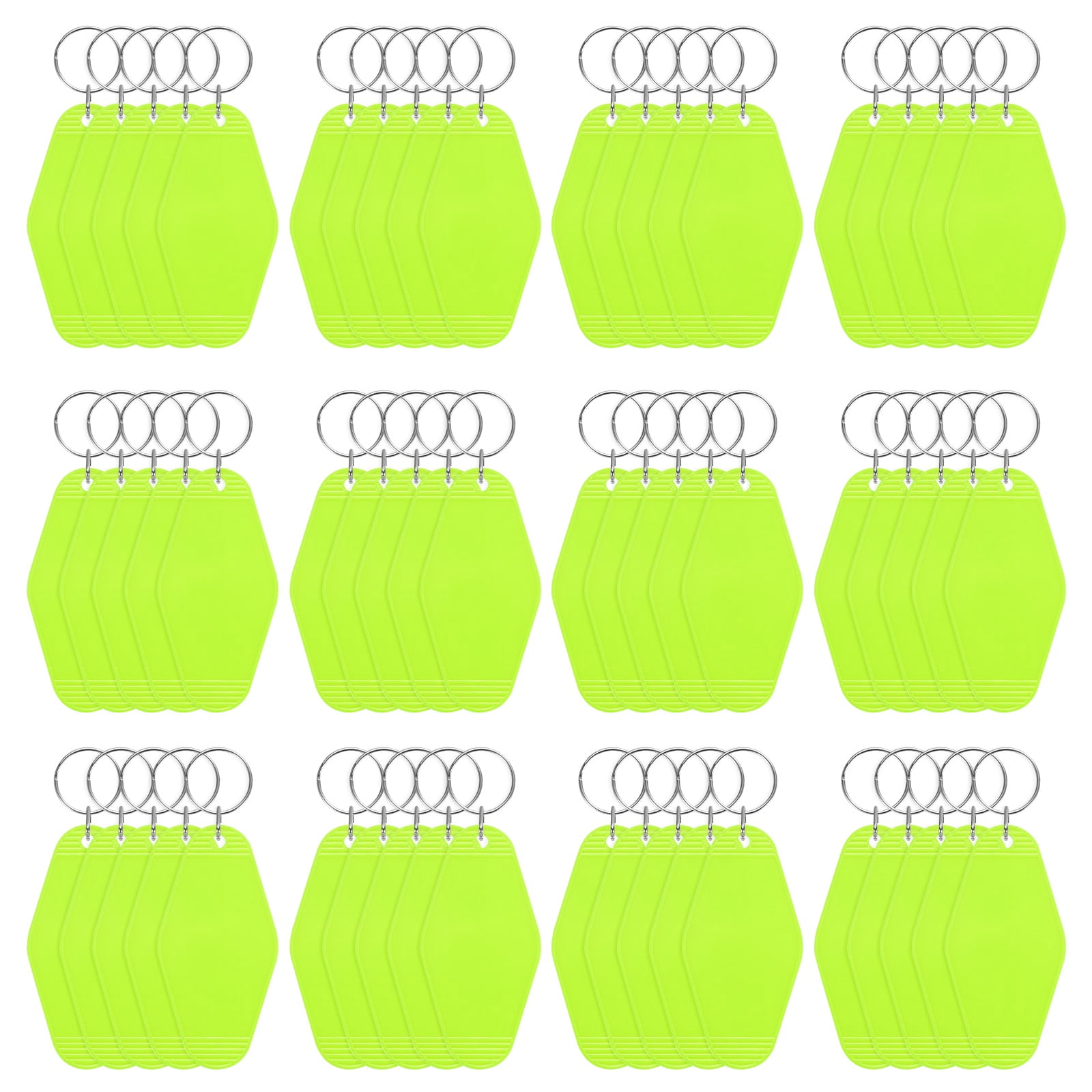Blank Hotel Keychain Tags [60PCS] - Plastic Rhombus Blank Motel Keychain for Luggage Labels [Bright Green] Vintage Key Tags