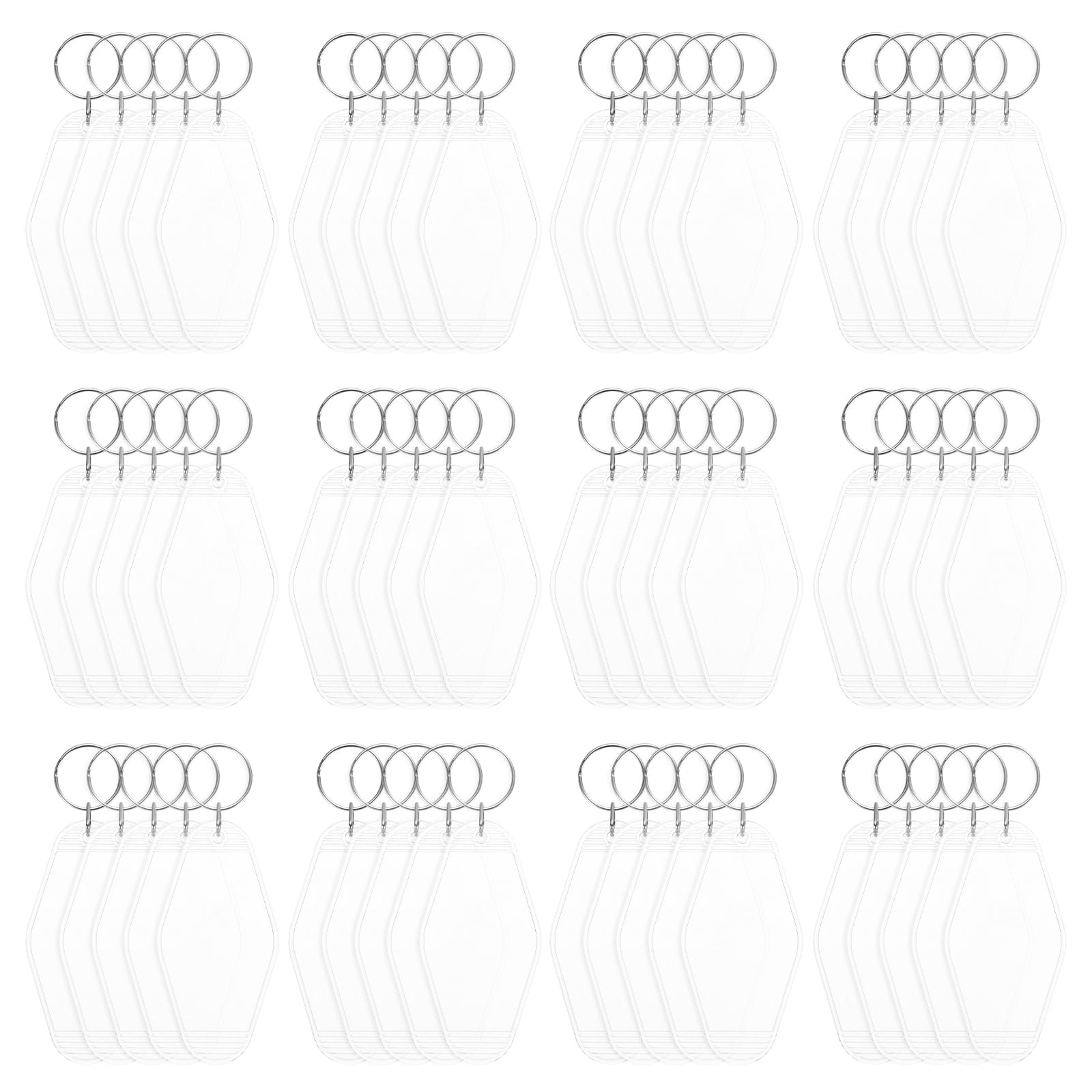 Blank Hotel Keychain Tags [60PCS] - Plastic Rhombus Blank Motel Keychain for Luggage Labels [Clear] Vintage Key Tags