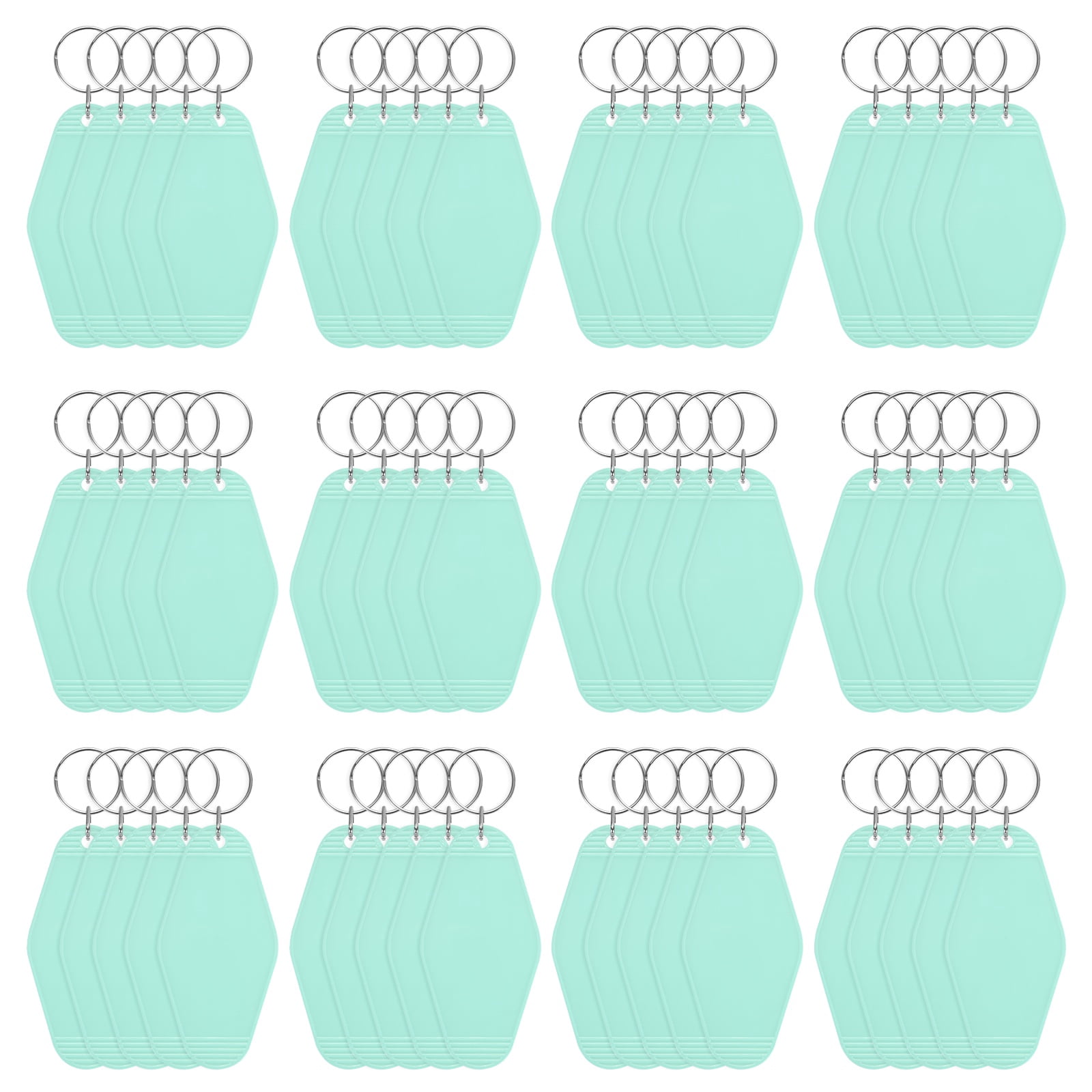 Blank Hotel Keychain Tags [60PCS] - Plastic Rhombus Blank Motel Keychain for Luggage Labels [Light Blue] Vintage Key Tags