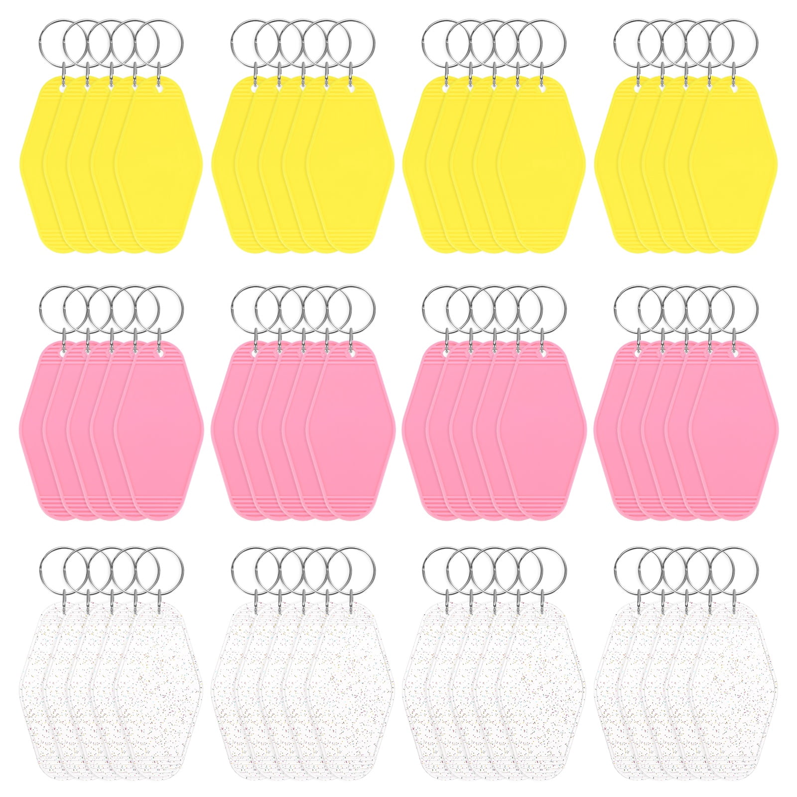 Blank Hotel Keychain Tags [60PCS] - Plastic Rhombus Blank Motel Keychain for Luggage Labels [Mixing 3 Colors - F] Vintage Key Tags