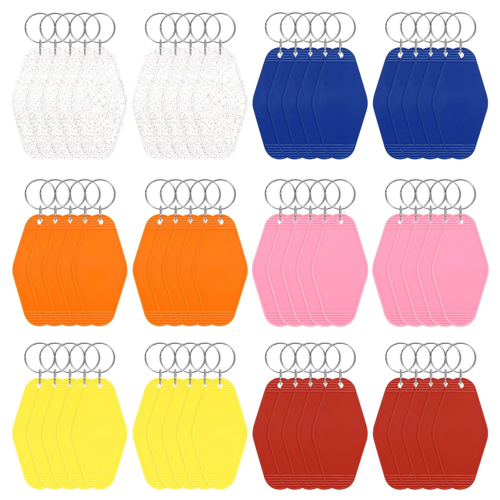 Blank Hotel Keychain Tags [60PCS] - Plastic Rhombus Blank Motel Keychain for Luggage Labels [Mixing 6 Colors - A] Vintage Key Tags