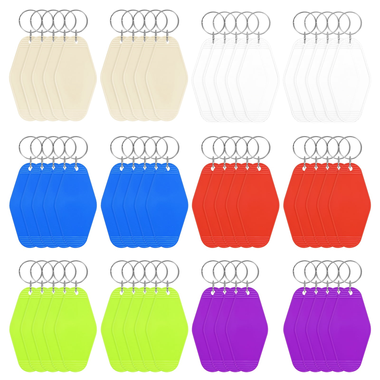 Blank Hotel Keychain Tags [60PCS] - Plastic Rhombus Blank Motel Keychain for Luggage Labels [Mixing 6 Colors - B] Vintage Key Tags