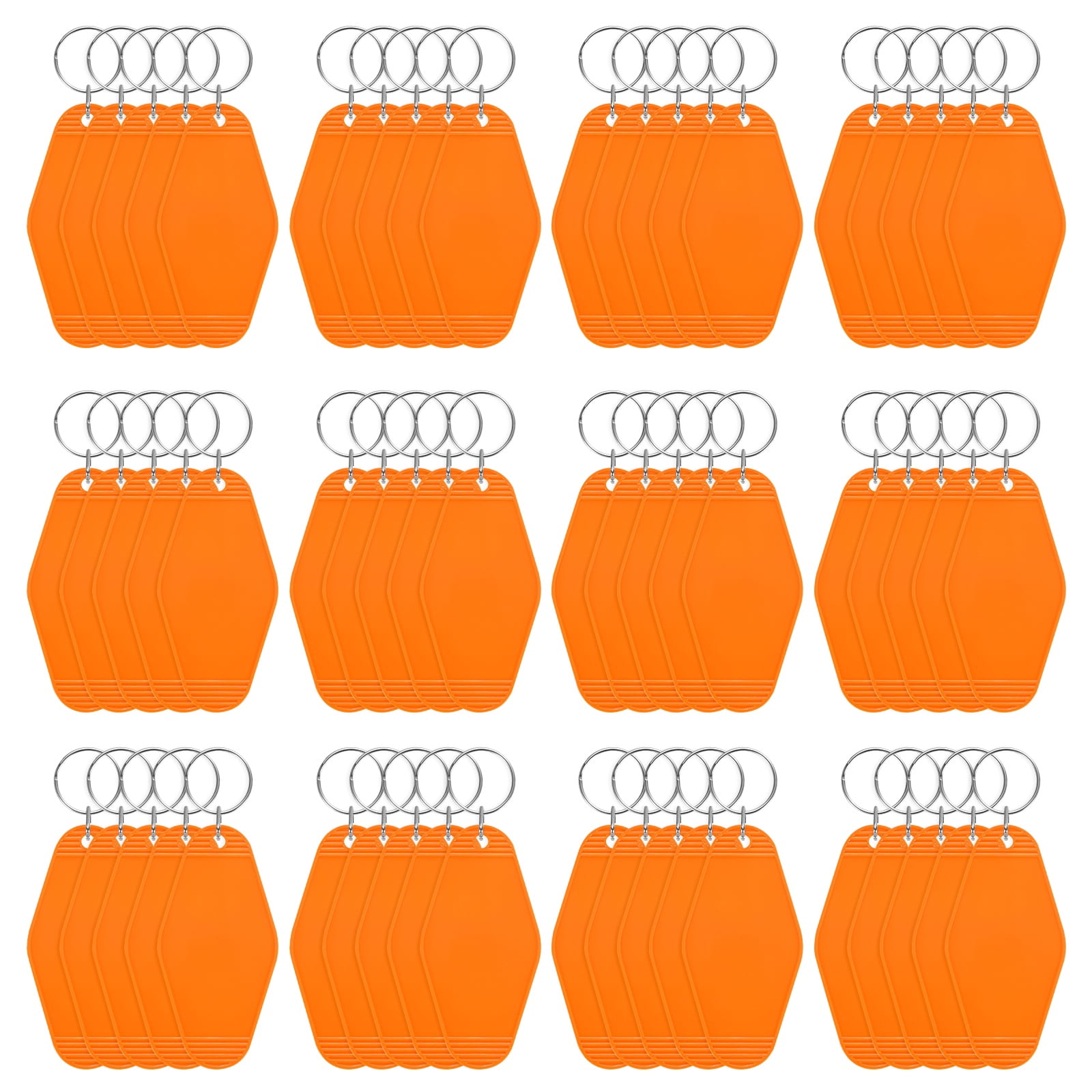 Blank Hotel Keychain Tags [60PCS] - Plastic Rhombus Blank Motel Keychain for Luggage Labels [Orange] Vintage Key Tags
