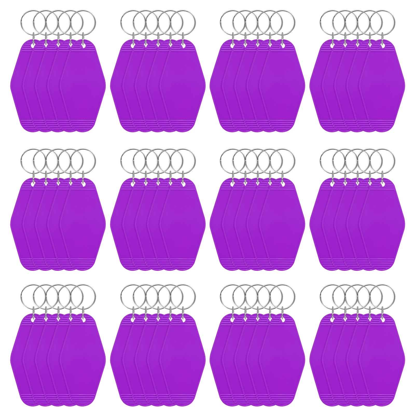 Blank Hotel Keychain Tags [60PCS] - Plastic Rhombus Blank Motel Keychain for Luggage Labels [Purple] Vintage Key Tags