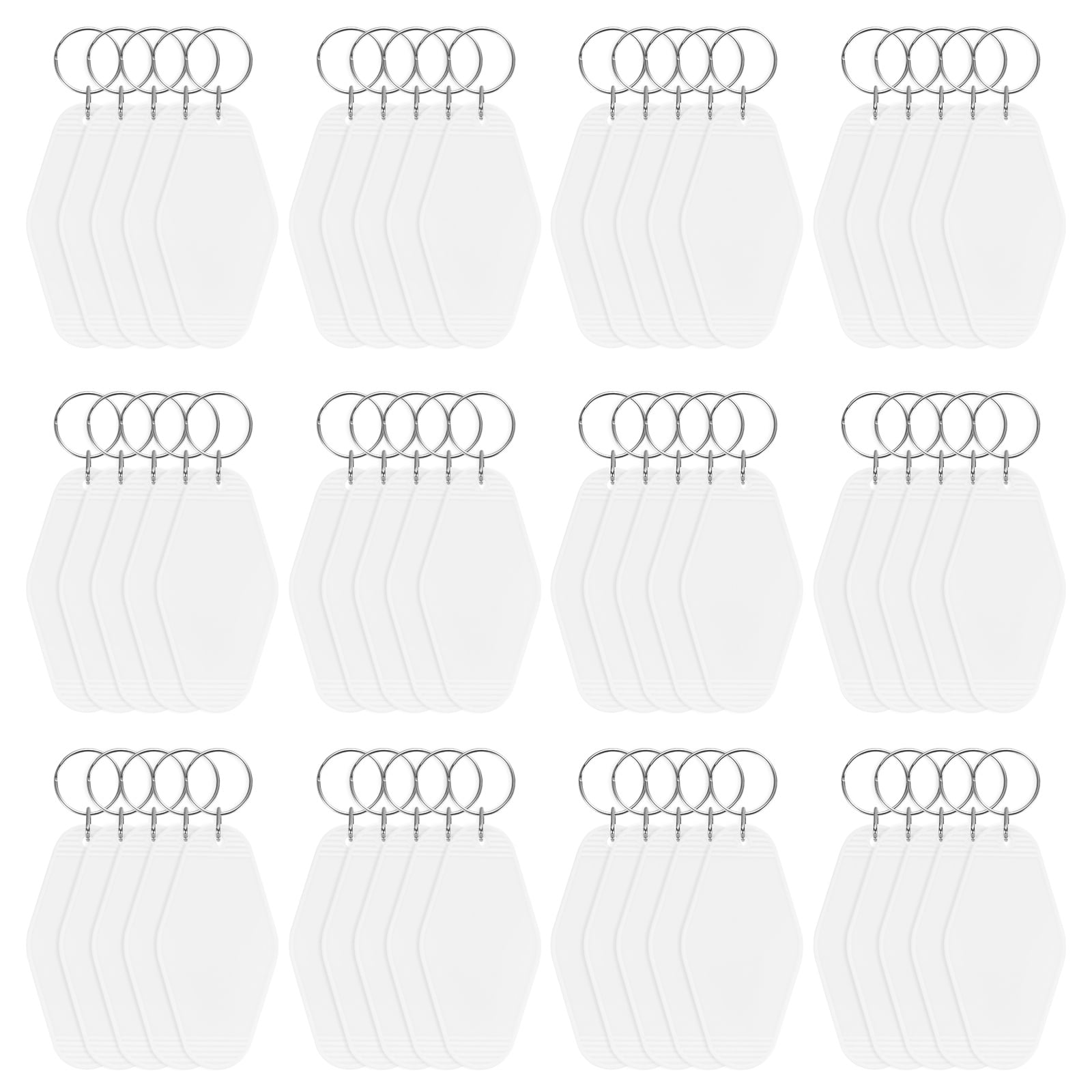 Blank Hotel Keychain Tags [60PCS] - Plastic Rhombus Blank Motel Keychain for Luggage Labels [White] Vintage Key Tags