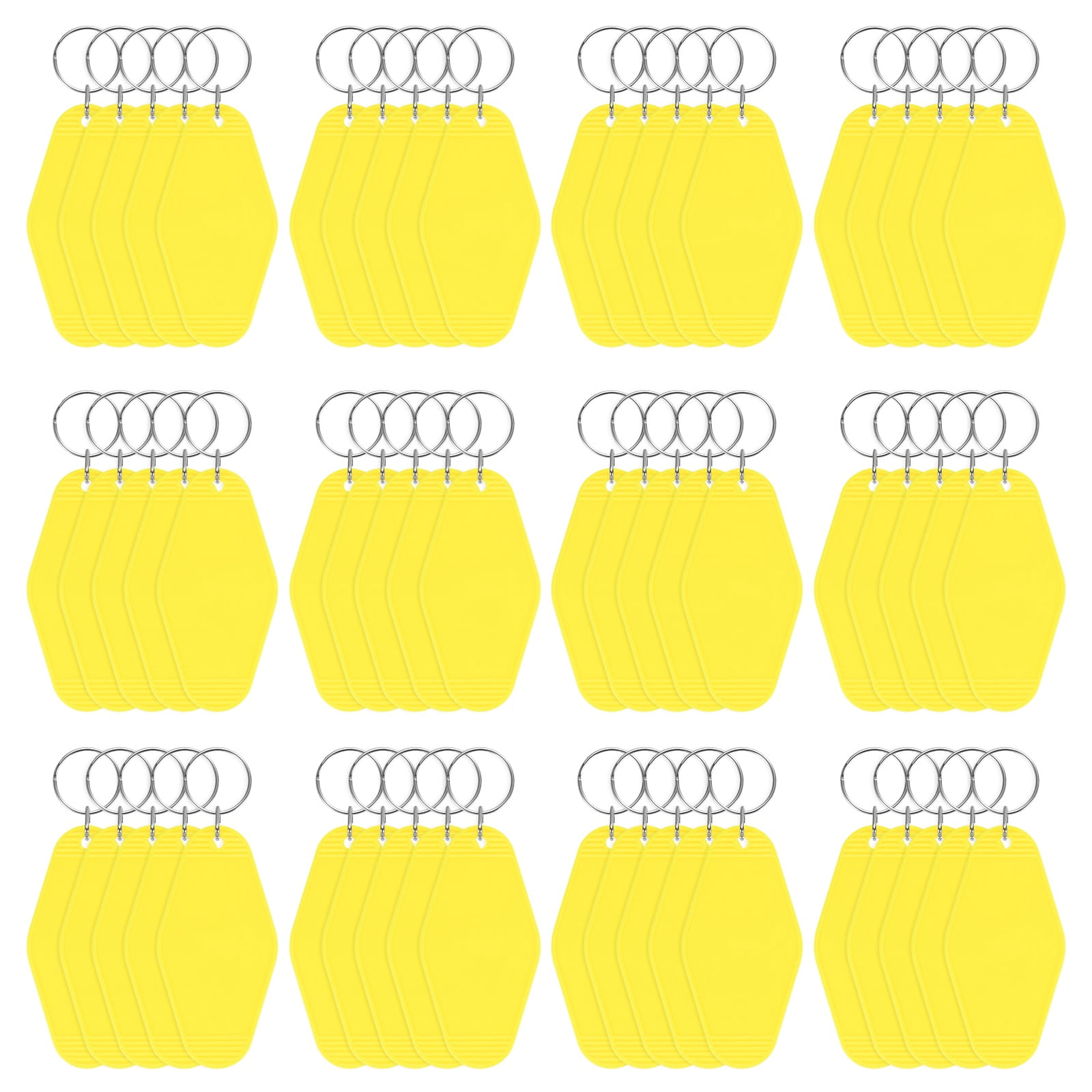 Blank Hotel Keychain Tags [60PCS] - Plastic Rhombus Blank Motel Keychain for Luggage Labels [Yellow] Vintage Key Tags