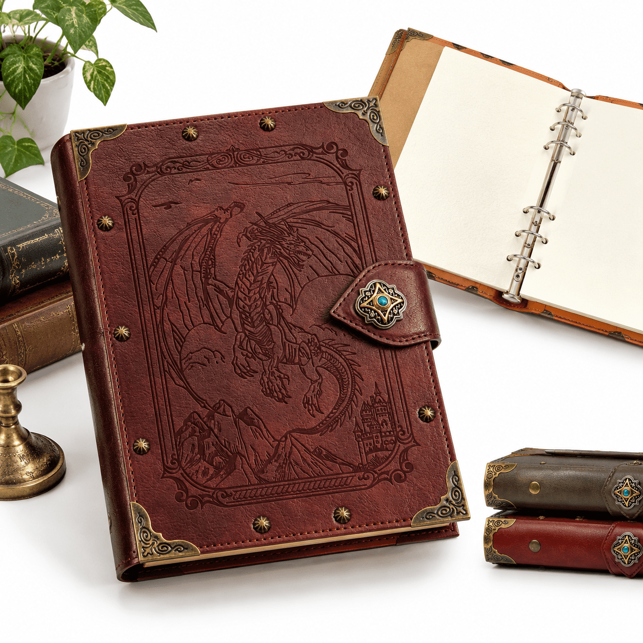 Blank Journal Notebook 4-Red-FlyingDragon A5 Binder with 400 Pages ...
