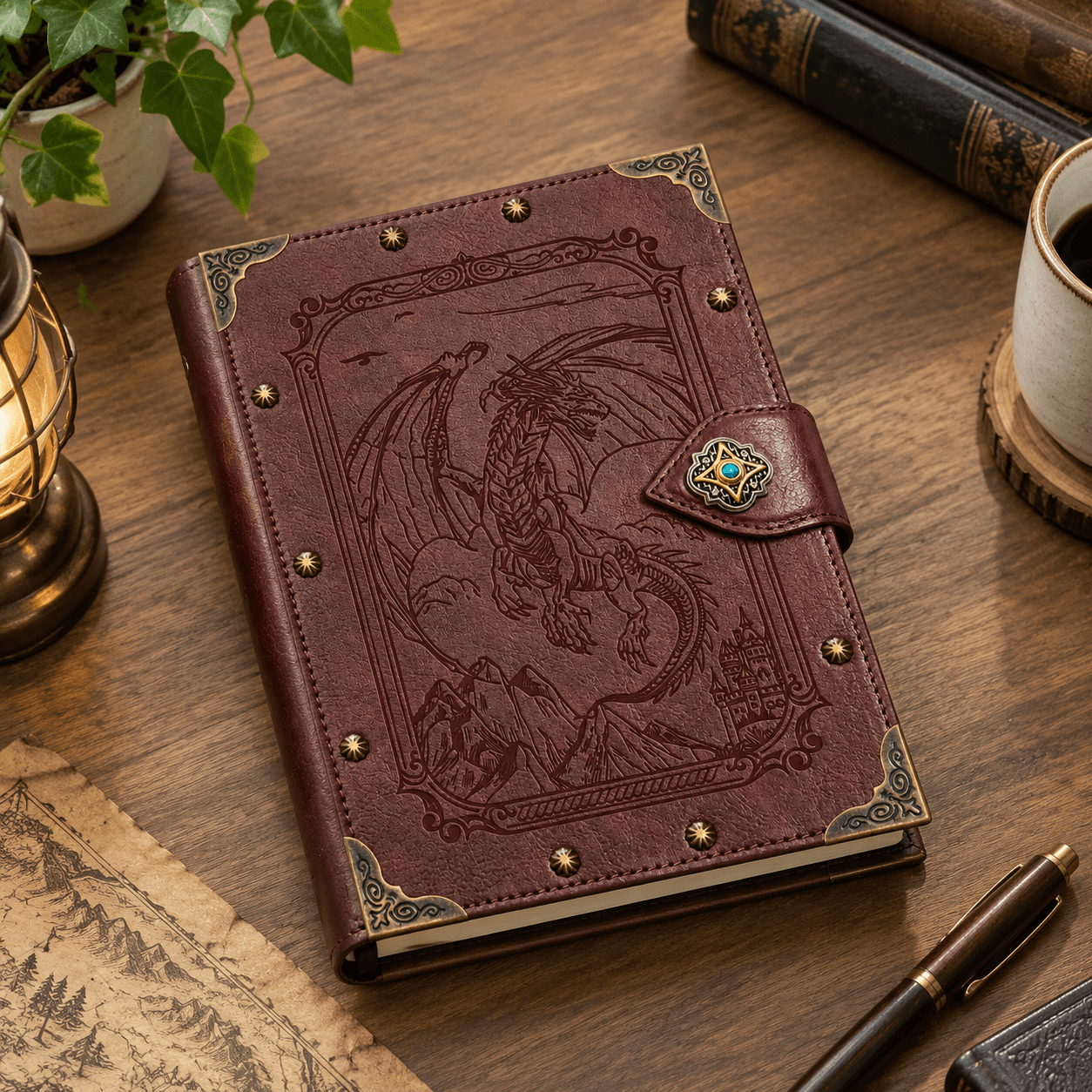 Blank Journal Notebook, A5 Binder, 4-Red-FlyingDragon, 400 Pages ...