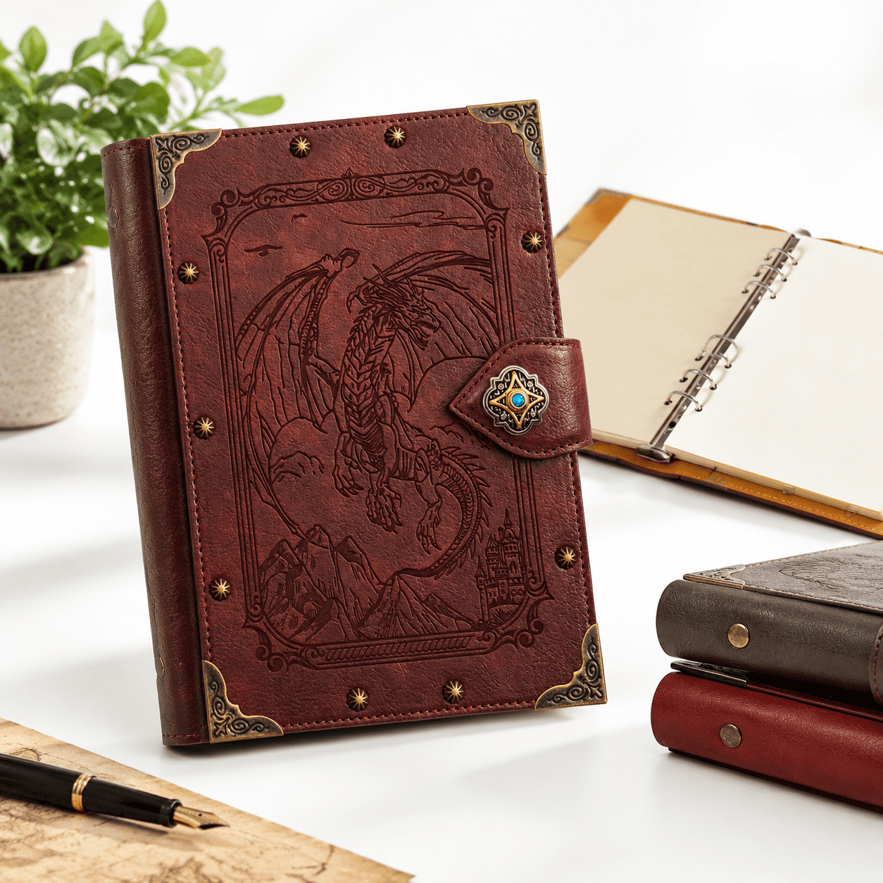 Blank Journal Notebook A5 Binder 4-Red-FlyingDragon, 400 Pages ...