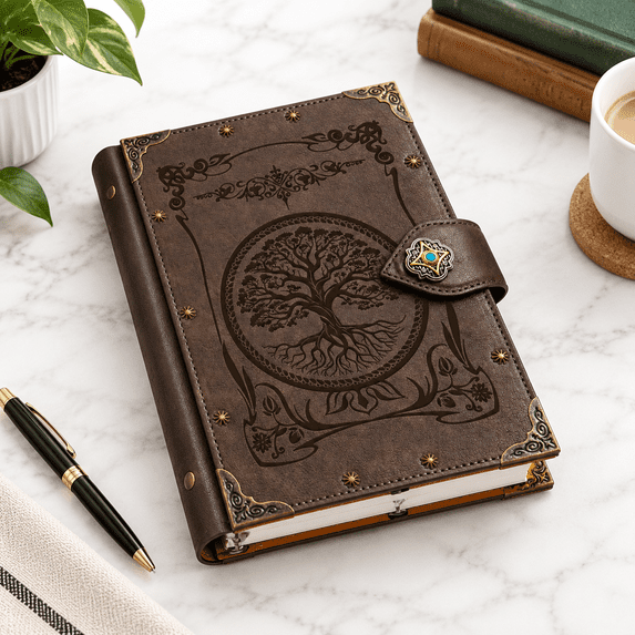 Blank Journal Notebook A5 Binder 5-GrayBrown-Tree of Life, 400 Pages ...