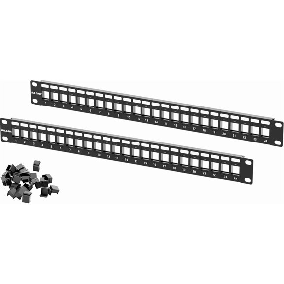 Blank Keystone Patch Panel 24 Port, 1U 19" Network Patch Panel for Keystone Jacks, Dust-Proof Design, 2-Pack