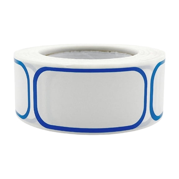 Blank Label Stickers with Blue Border, Removable White Adhesive Tags for Jars, Food Containers, and Kitchen Pantry White 2"