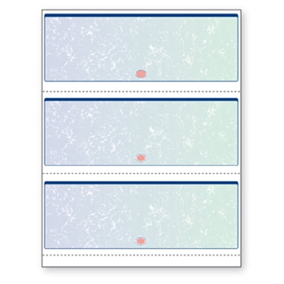 Blank Laser Checks, 3 per Page, Blue/Green Prismatic
