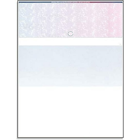 Blank Laser/Ink Jet Prismatic Red/Blue Laser Check Stock - Check On The Top, for Versacheck, Quick-Books, and Other Check Writing Software 500 Per Pack