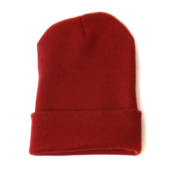 Blank Long Cuff Beanie - Maroon