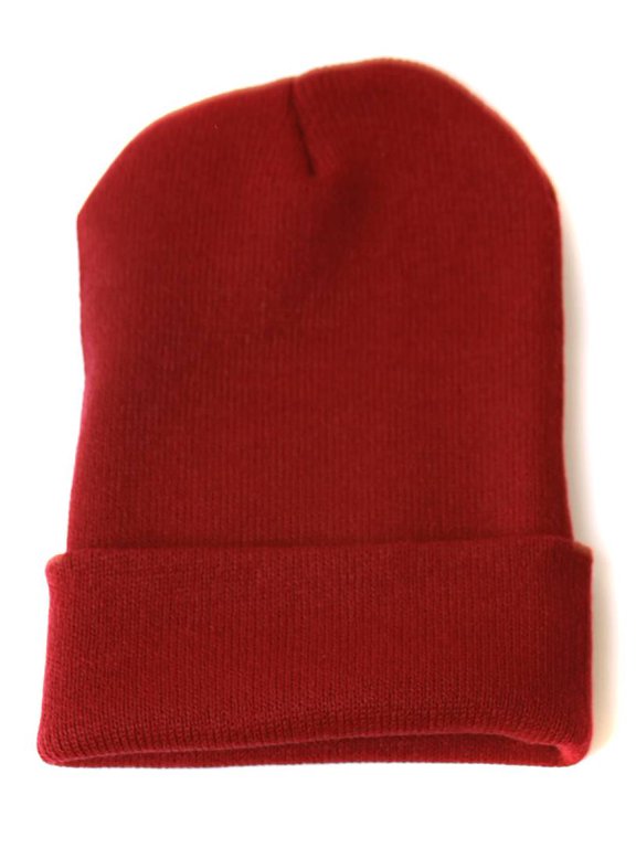 Blank Long Cuff Beanie - Maroon