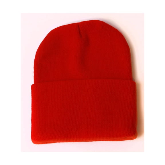 Blank Long Cuff Beanie - Red