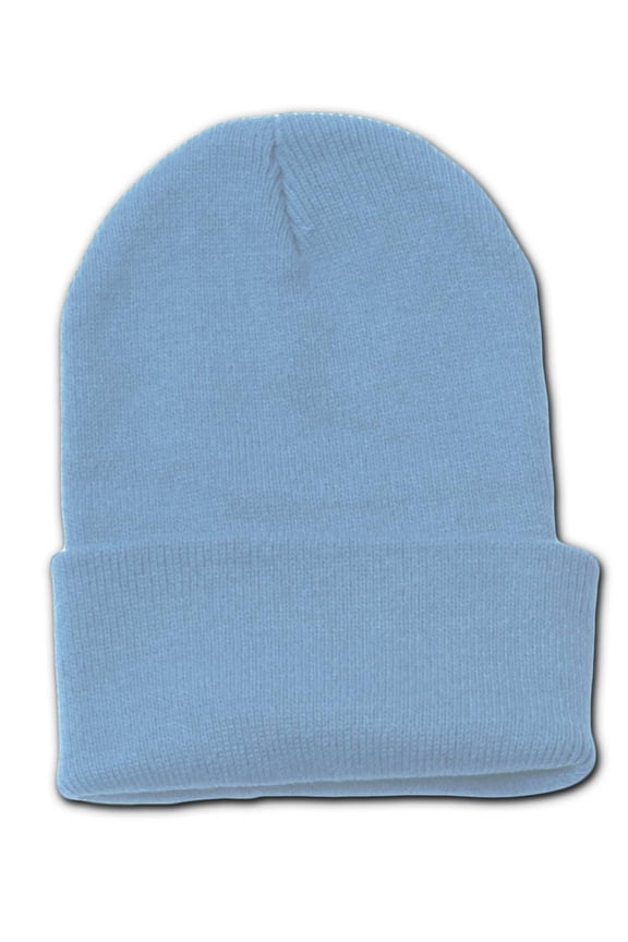 Blank Long Cuff Beanie - Sky Blue