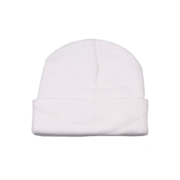 Blank Long Cuff Beanie - White