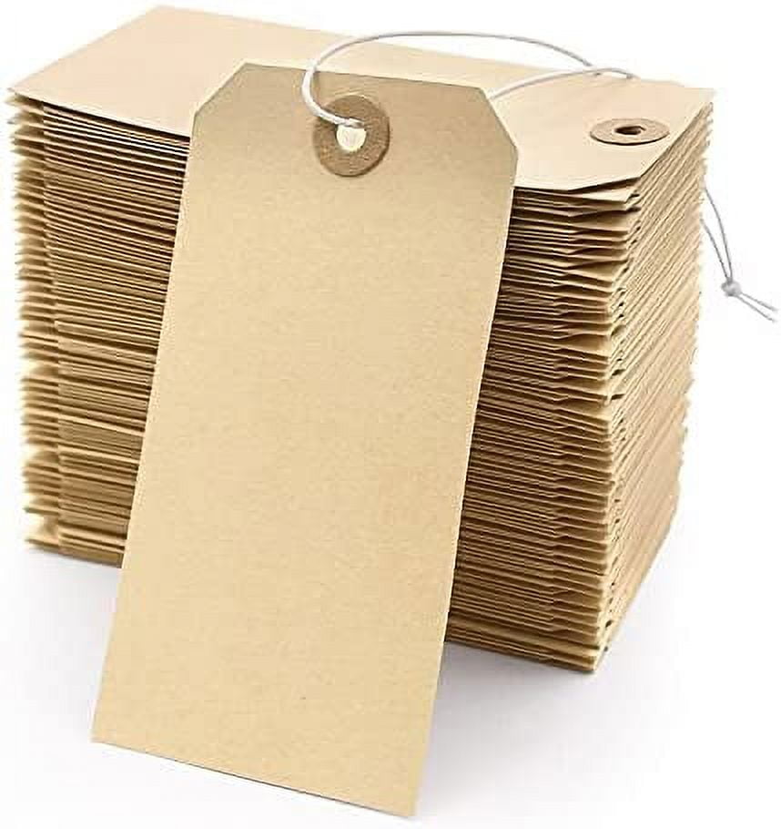 Tags with Elastic String Attached - #5, 4 3/4 x 2 3/8 Box of 100 Manila  Paper Label Tags with Elastic Loop and Reinforced Hole