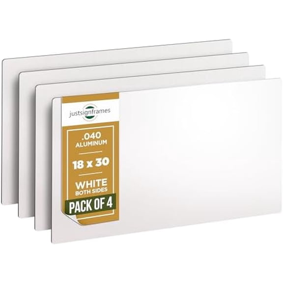 Blank Metal Sign (Pack of 4), Made of Aluminum Sheet Metal Plate to Create Custom Signs Outdoor Metal or Street Signs Customized For Your Own Personalized Banner, 18 x 30 x .040, White