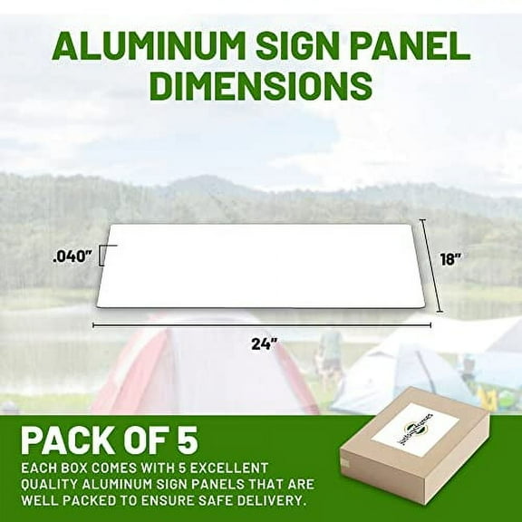Blank Metal Sign (Pack of 5), Made of Aluminum Sheet Metal Plate to Create Custom Signs Outdoor Metal or Street Signs Customized For Your Own Personalized Banner, 18 x 24 x .040, White