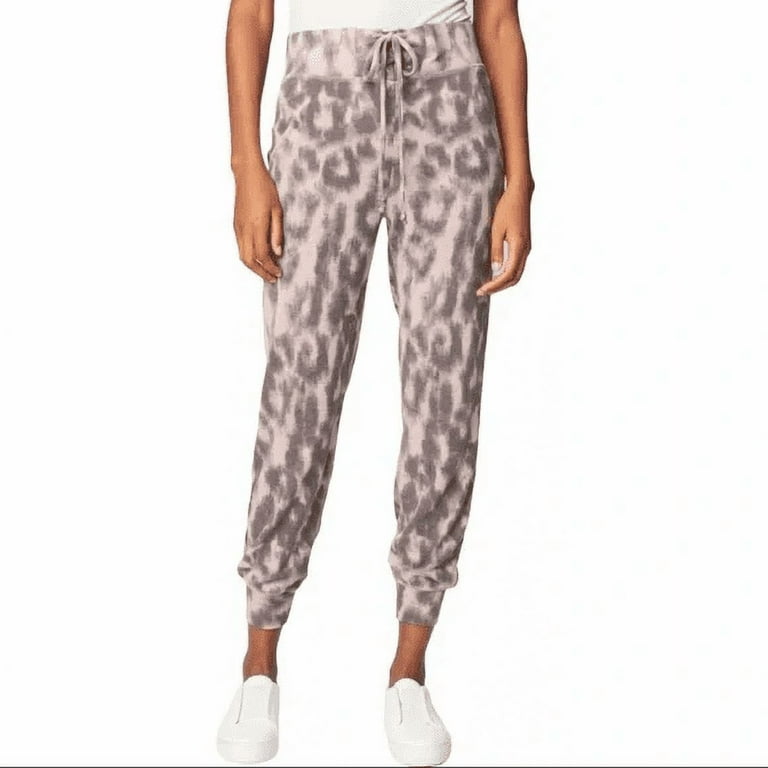 Blank NYC Women s Soft N Easy Leopard Print Pull On Joggers Pants Pink L NWT