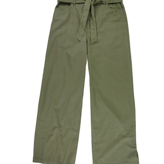 [BLANKNYC] Womens Belted Paperbag Casual Wide Leg Pants, Green, 29