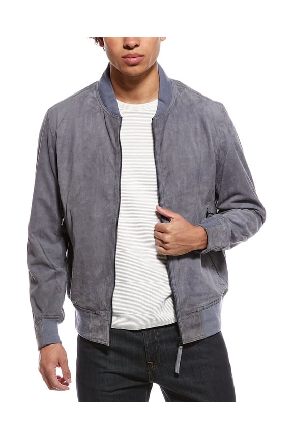 mens Back In The Saddle Again Suede Jacket, s, Grey