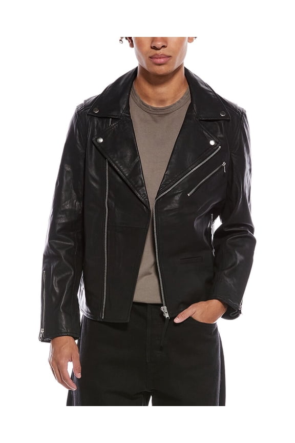 mens Leather Jacket, s, Black