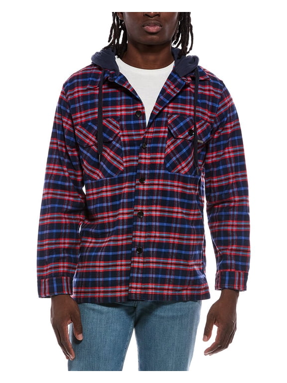 mens Plaid Shirt Jacket, s, Brown