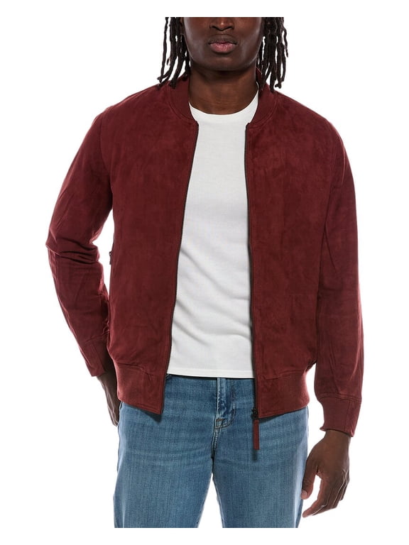 mens Suede Bomber Jacket, s, Red