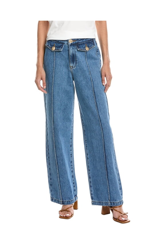 womens  Hands Down Medium Indigo High-Rise Wide Leg Jean, 27