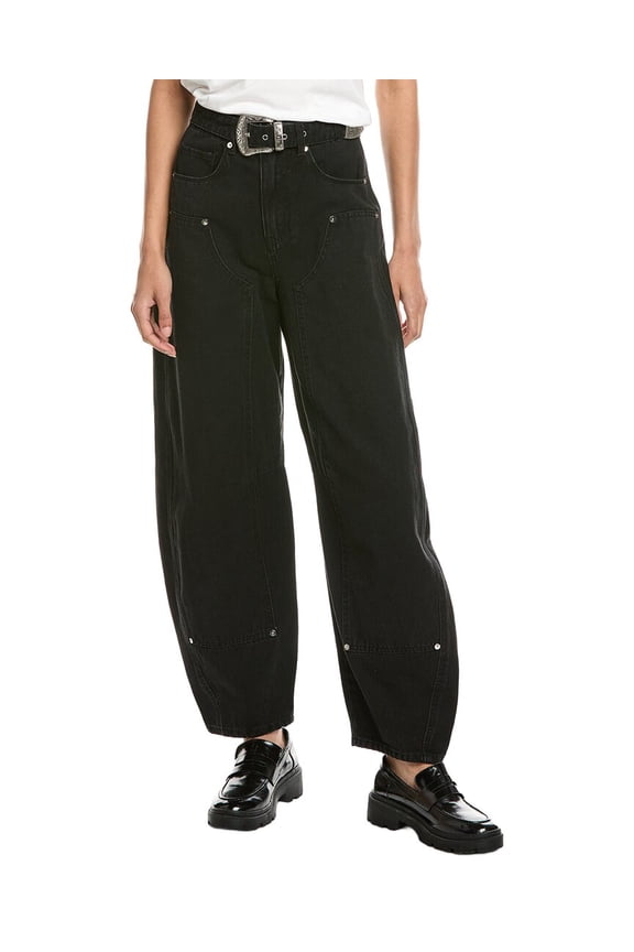 womens  Wild Card Black Wash Barrel Jean, 27