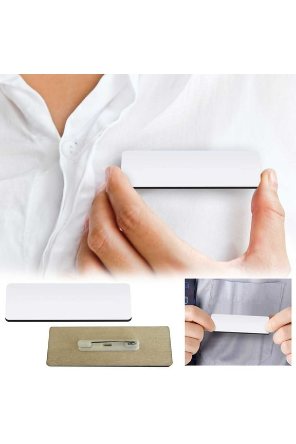 Blank Name Tags With Pins, 1 X 3 Inch ID Badge Tags, Customizable Name Tags For Office Workers, Students, Employees, Reusable Clip-On Name Badges