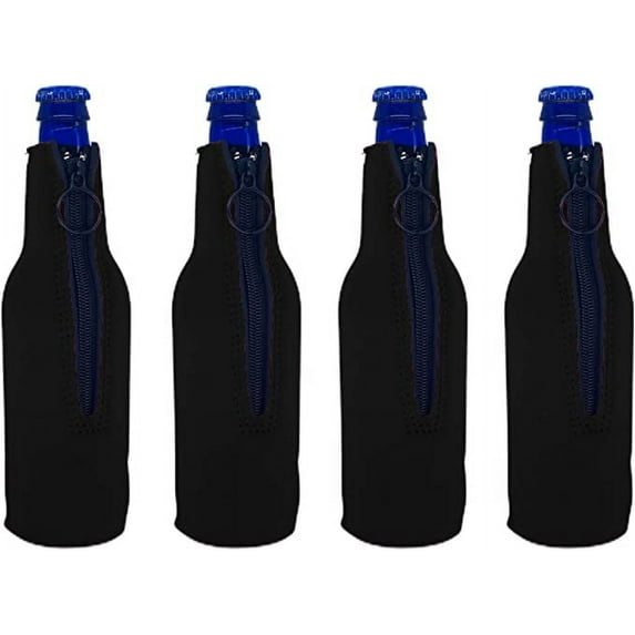 Blank Neoprene Beer Bottle Coolie (4 Pack, Black)