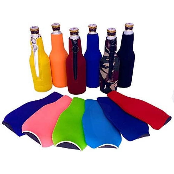 Blank Neoprene Beer Bottle Coolie (Variety Color 12 Pack)
