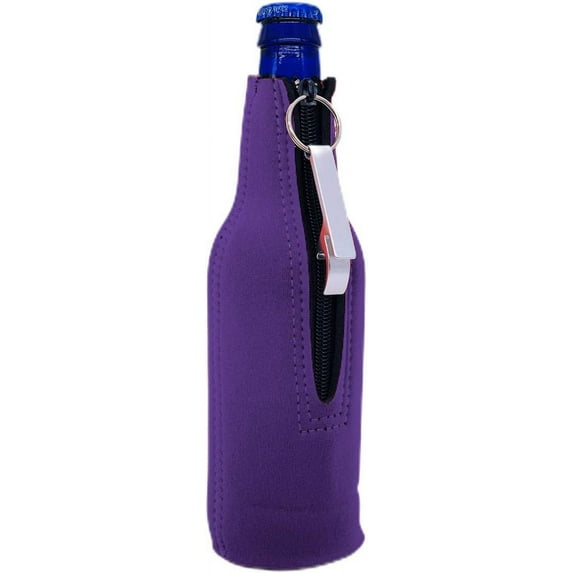 Blank Neoprene Beer Bottle Coolie with Opener (1, Purple)