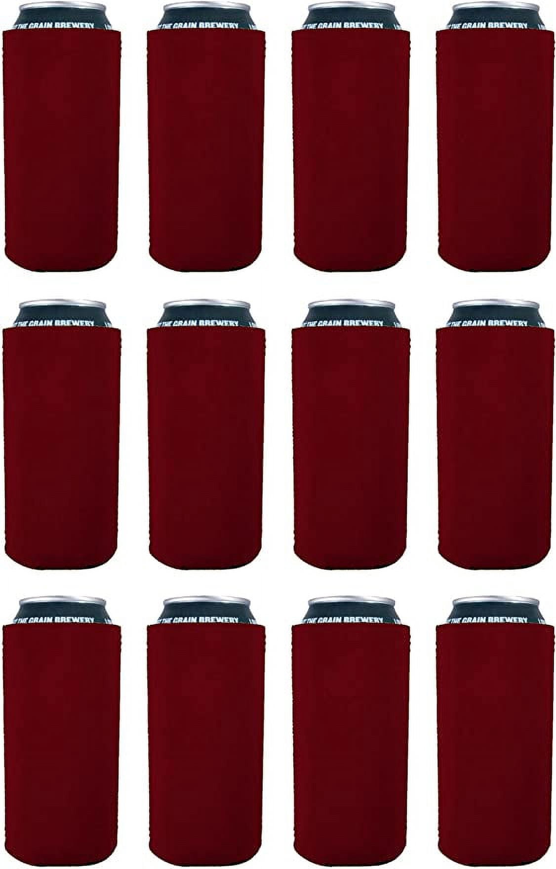 Blank Neoprene Collapsible 16 oz. Can Coolie (12 Pack, Burgundy)