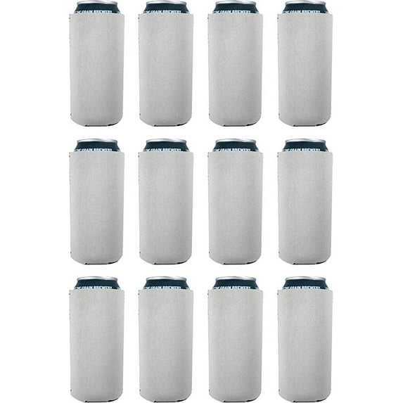 Blank Neoprene Collapsible 16 oz. Can Coolie (12 Pack, White)