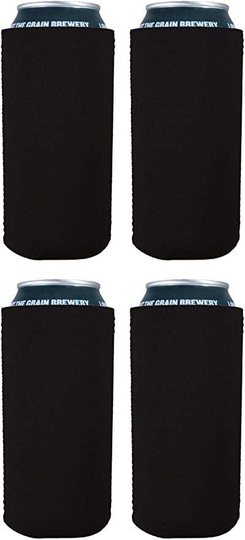 Blank Neoprene Collapsible 16 oz. Can Coolie (4 Pack, Black)