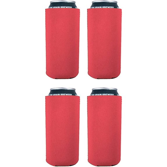 Blank Neoprene Collapsible 16 oz. Can Coolie (4 Pack, Neon Pink)