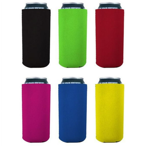 Blank Neoprene Collapsible 16 oz. Can Coolie (6 Pack, Multi-color)