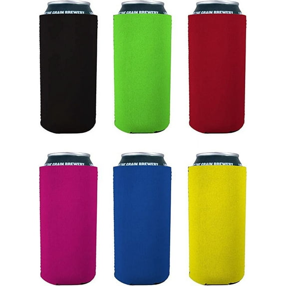 Blank Neoprene Collapsible 16 oz. Can Coolie (Variety Color 6 Pack)